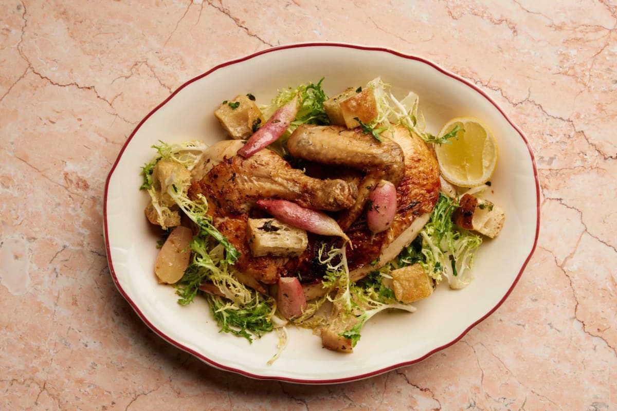 Poulet rôti à la frisée, restaurant Sous Sous