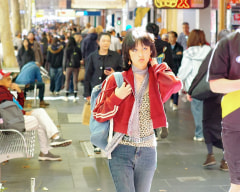 girl in red hoodie