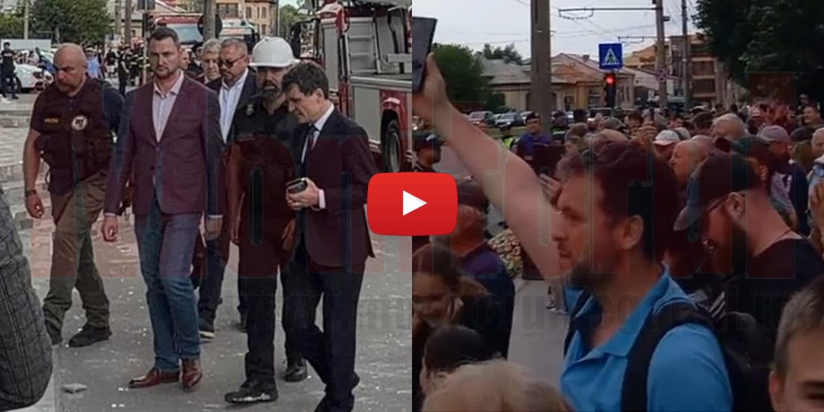 Protest local în Galați, huiduieli și strigăte de „Demisia!” la blocul lovit de dronă