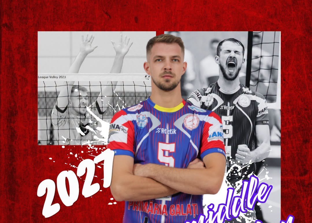 Andrei Butnaru în acțiune pe terenul de volei Andrei Butnaru în acțiune pe terenul de volei
