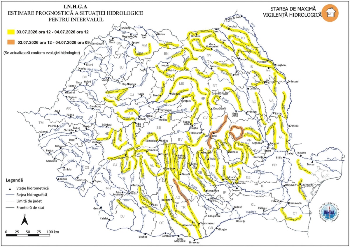 Inundații Galați, râu cu nivel crescut, zone inundabile, autorități în acțiune