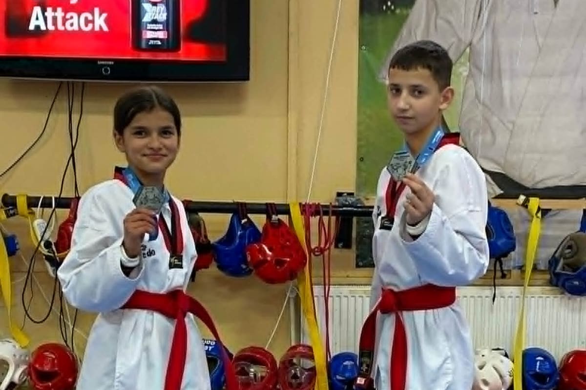 Gabriel Petru Târziu în timpul competiției de taekwondo Gabriel Petru Târziu în timpul competiției de taekwondo