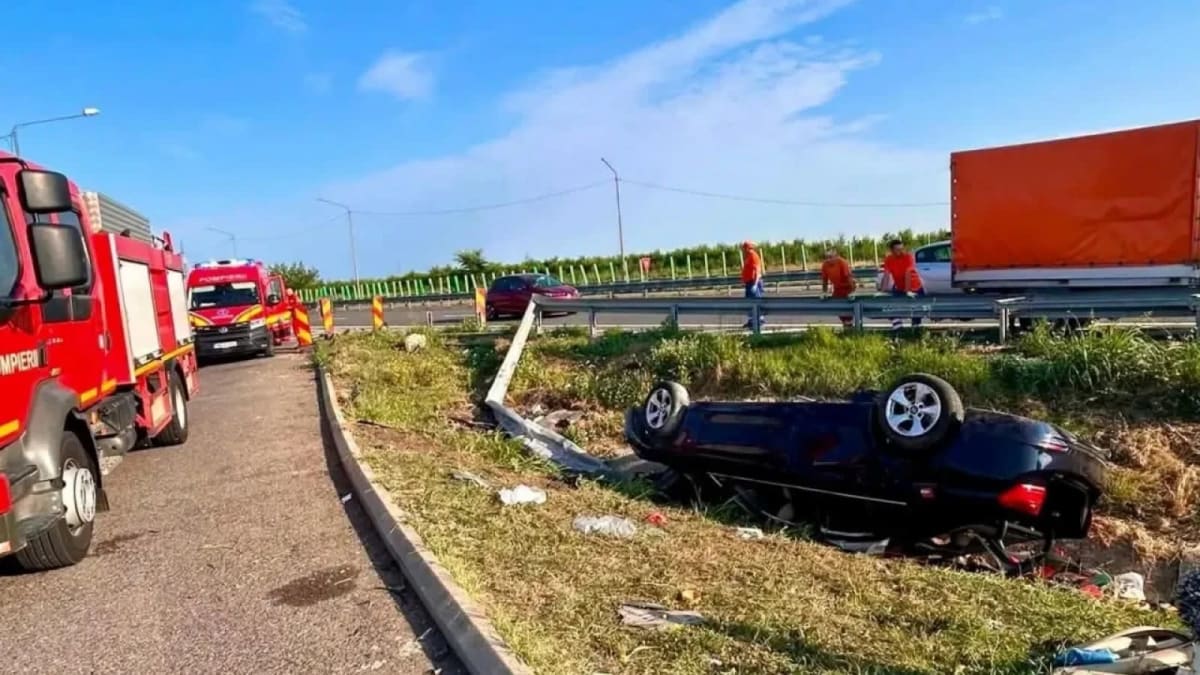 Accident rutier pe Autostrada A2 în zona Lehliu-Gară, impact cu mașini avariate