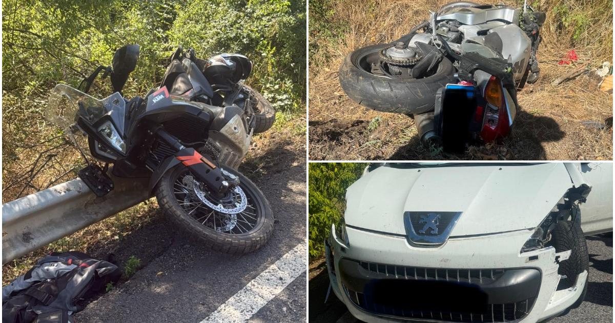 Patru motocicliști străini au fost răniți grav pe DN7 în Hunedoara după un accident produs de o șoferiță pe contrasens
