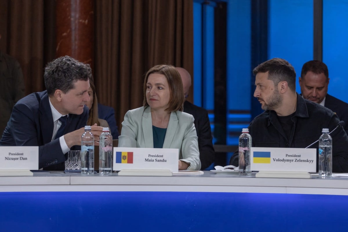 Nicușor Dan susține declarații de presă după trilaterala de la Chișinău