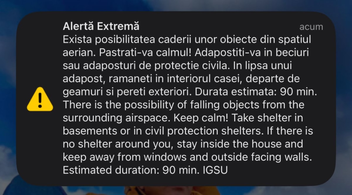 Alertă RO-Alert în nordul județului Tulcea, populație avertizată