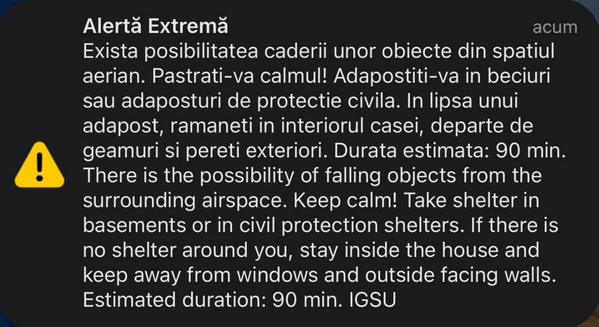 Alertă RO-Alert în nordul județului Tulcea, populație avertizată
