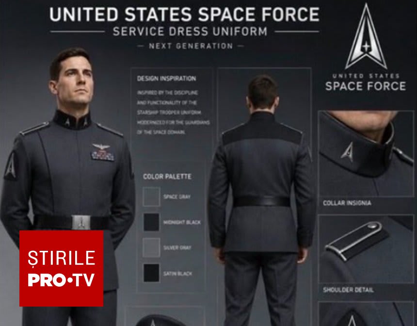 Uniforme militare spațiale, design modern, culoare negru satinat Uniforme militare spațiale, design modern, culoare negru satinat