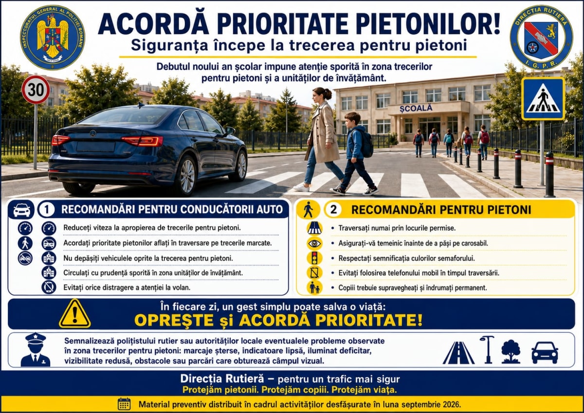 pietoni și polițiști în apropierea unei școli din Oradea pietoni și polițiști în apropierea unei școli din Oradea