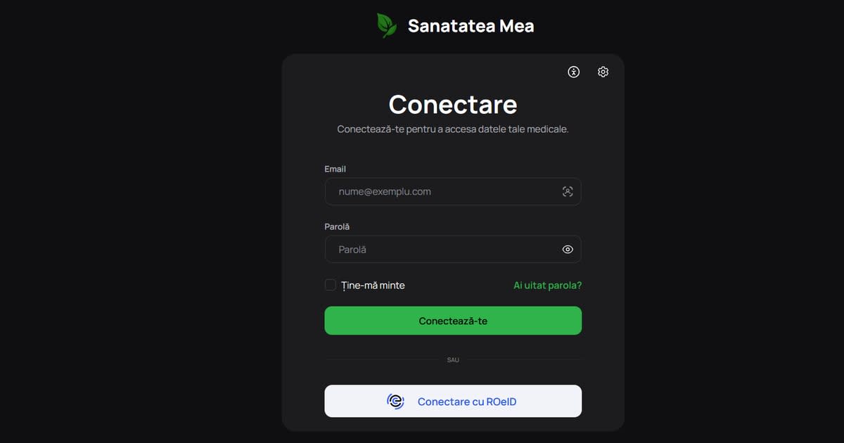 captură ecran platforma E-Sănătatea Mea cu mesaj de eroare