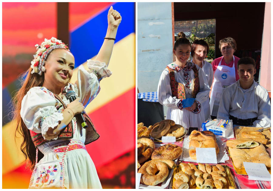 Tineri pregătind plăcinte tradiționale la festival