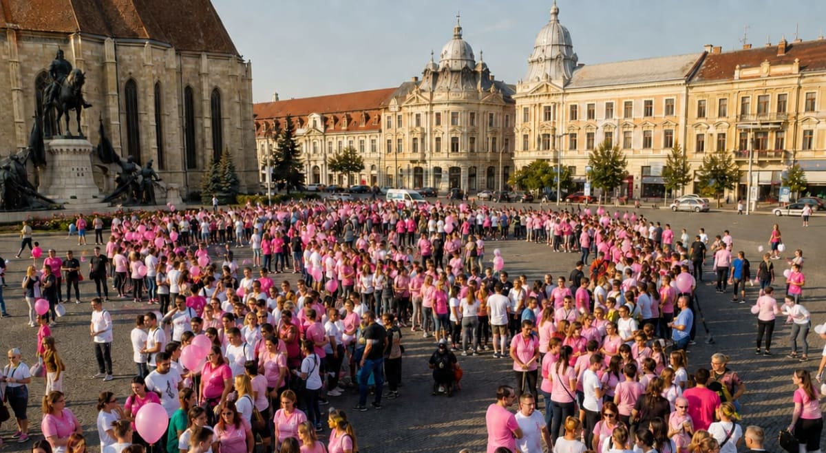 clujenii participând la panglica umană împotriva cancerului clujenii participând la panglica umană împotriva cancerului