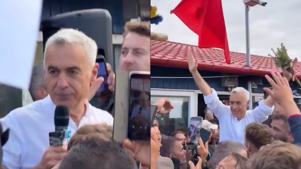 Călin Georgescu susținând discurs în piața de vechituri din Oradea