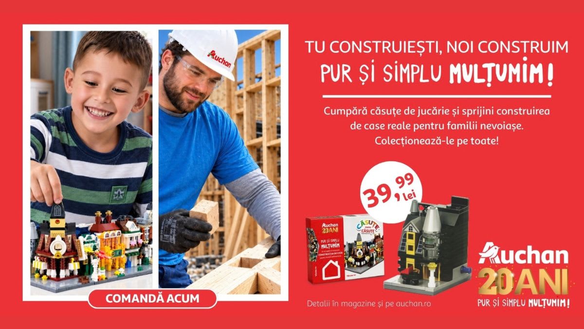 Auchan susține construcția a 10 locuințe pentru familii vulnerabile în 2026