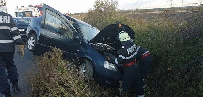 Accident rutier în Timiș, mașină avariată Accident rutier în Timiș, mașină avariată