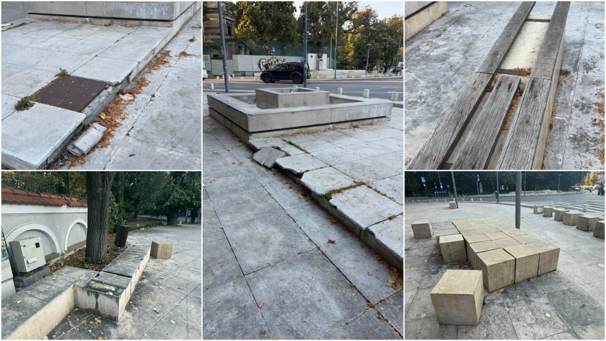Piațeta Regelui din București se degradează și pune în pericol siguranța trecătorilor