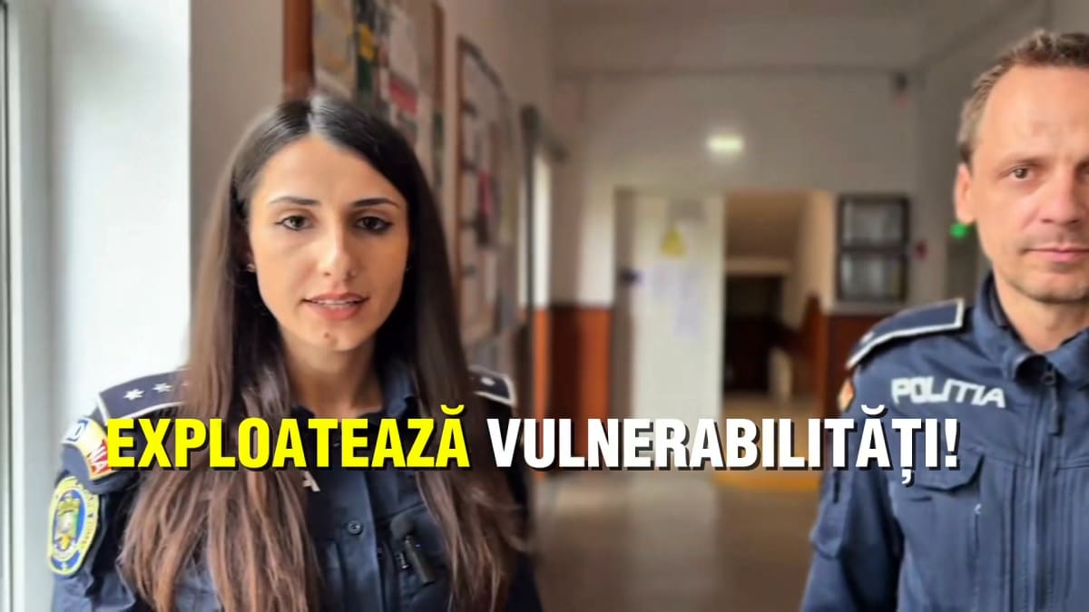 polițiști și elevi în activitate de conștientizare