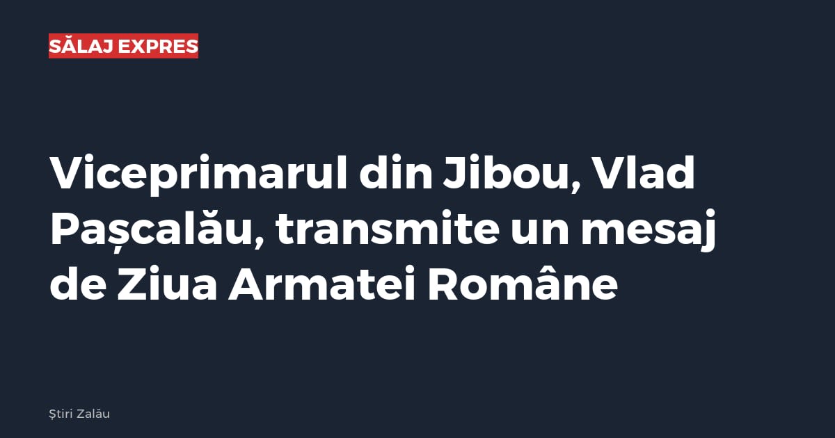 Viceprimarul din Jibou, Vlad Pașcalău, transmite un mesaj de Ziua Armatei Române