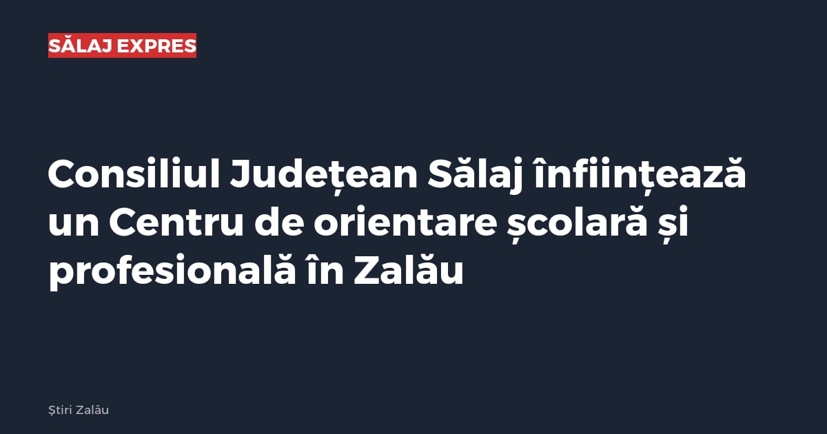 Consiliul Județean Sălaj înființează un Centru de orientare școlară și profesională în Zalău