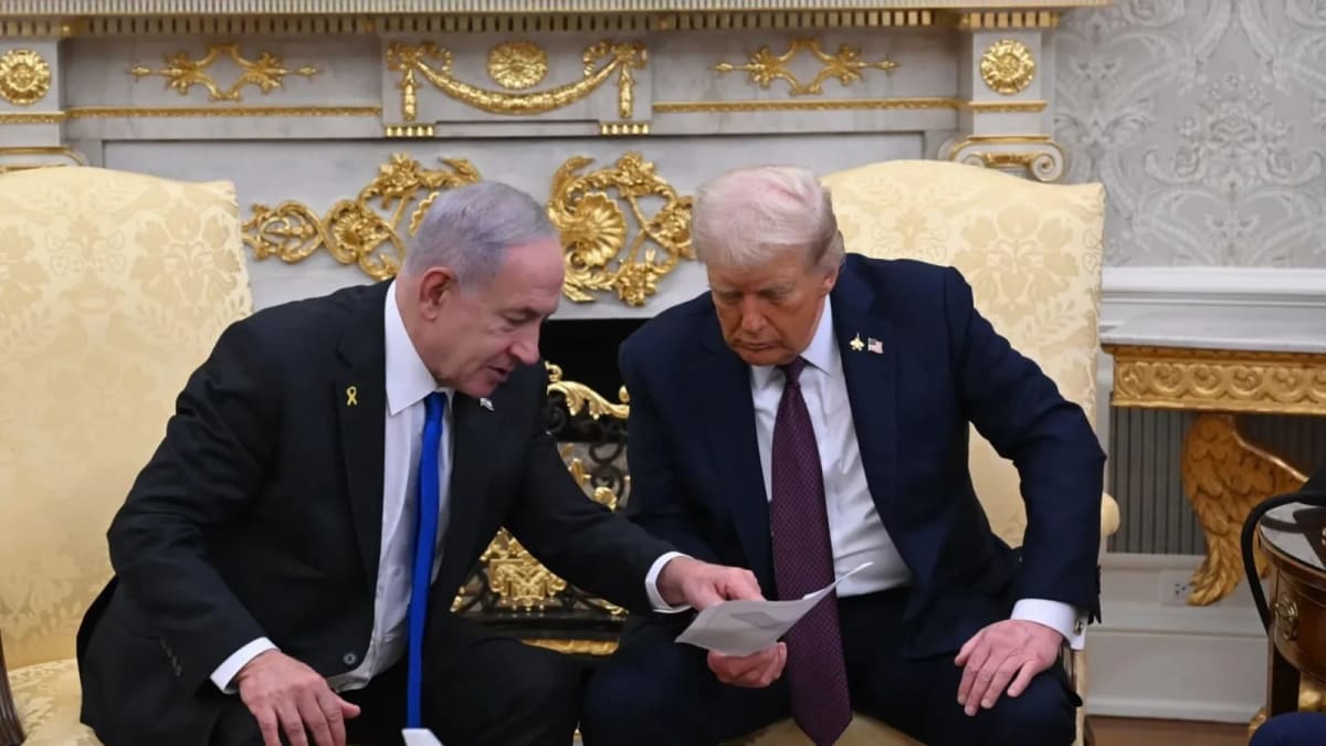 Donald Trump și Benjamin Netanyahu la un eveniment