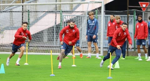 antrenament Steaua, jucători pe teren