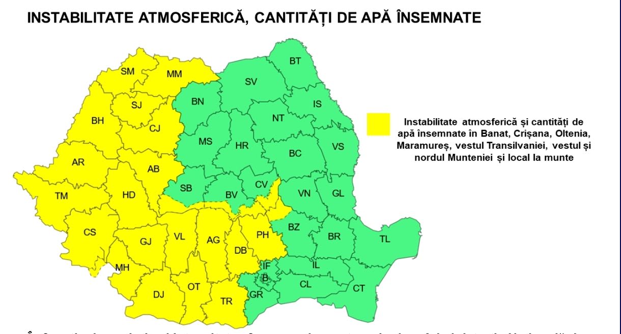 Vânt puternic și ploi torențiale peste Gorj