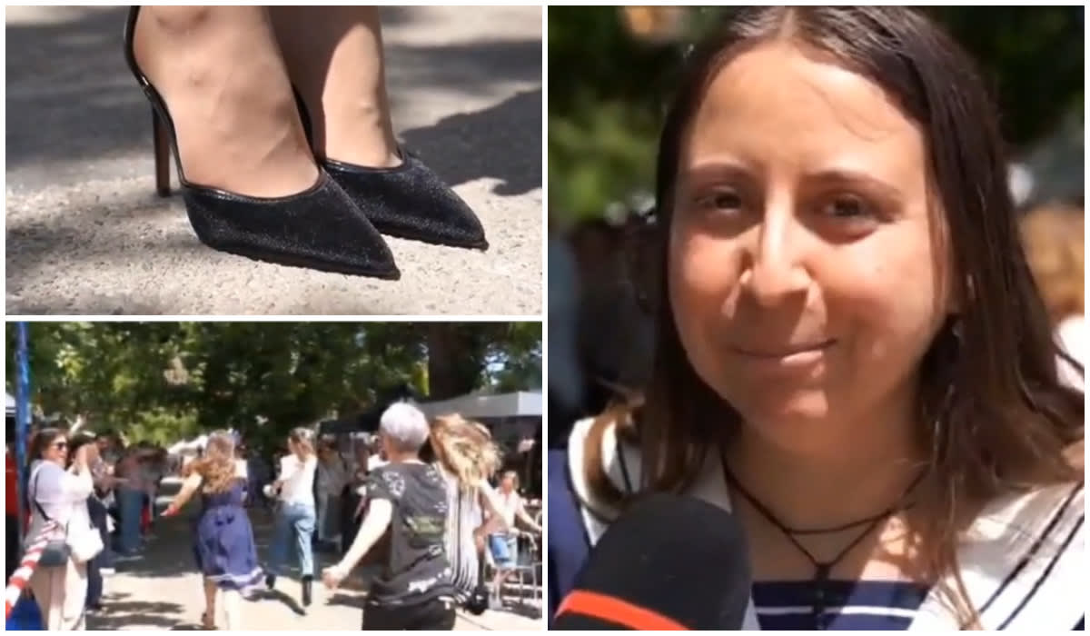 Femei alergând pe tocuri la festivalul Femei pe Mătăsari
