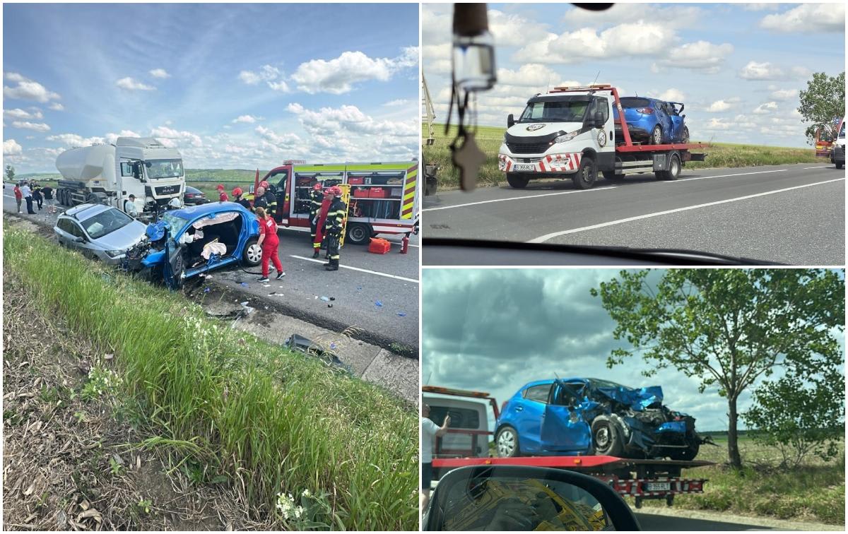 Impact frontal între autoturism și TIR pe șosea în apropiere de satul Sârca