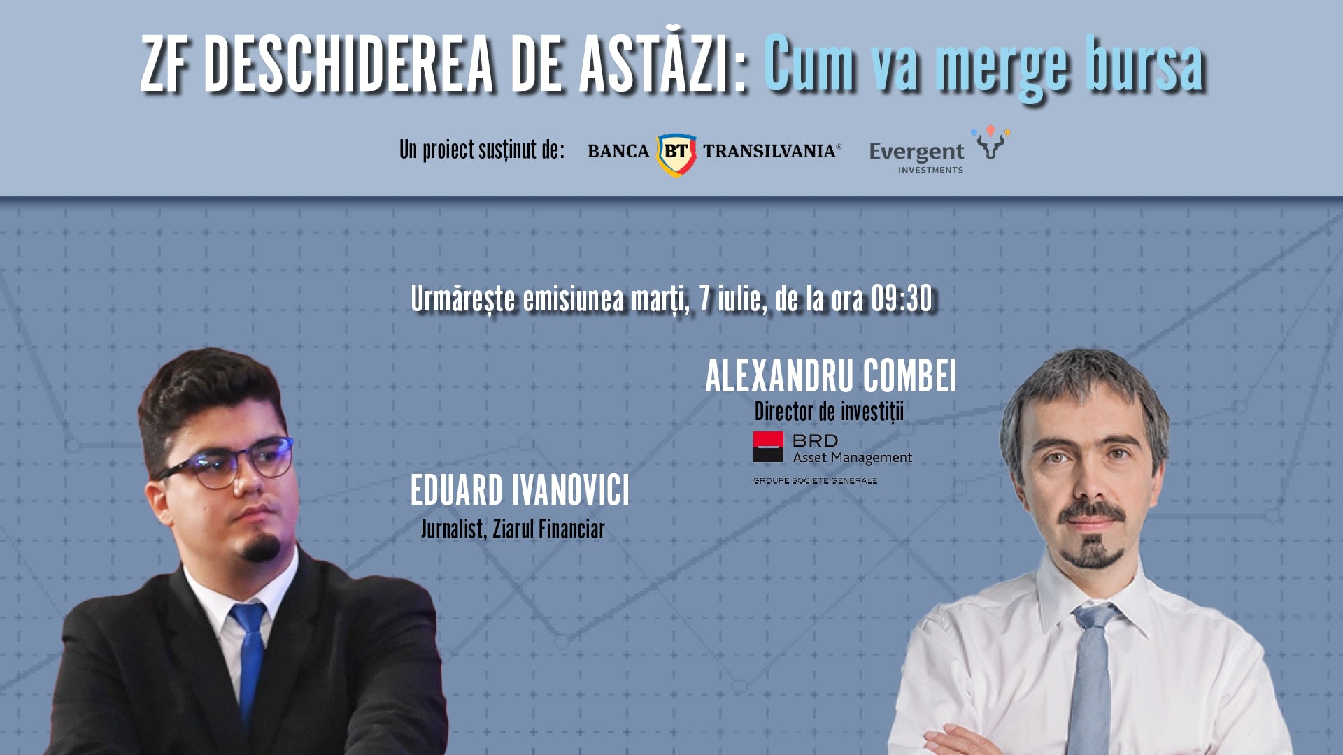 Analist financiar discutând despre evoluția bursei românești
