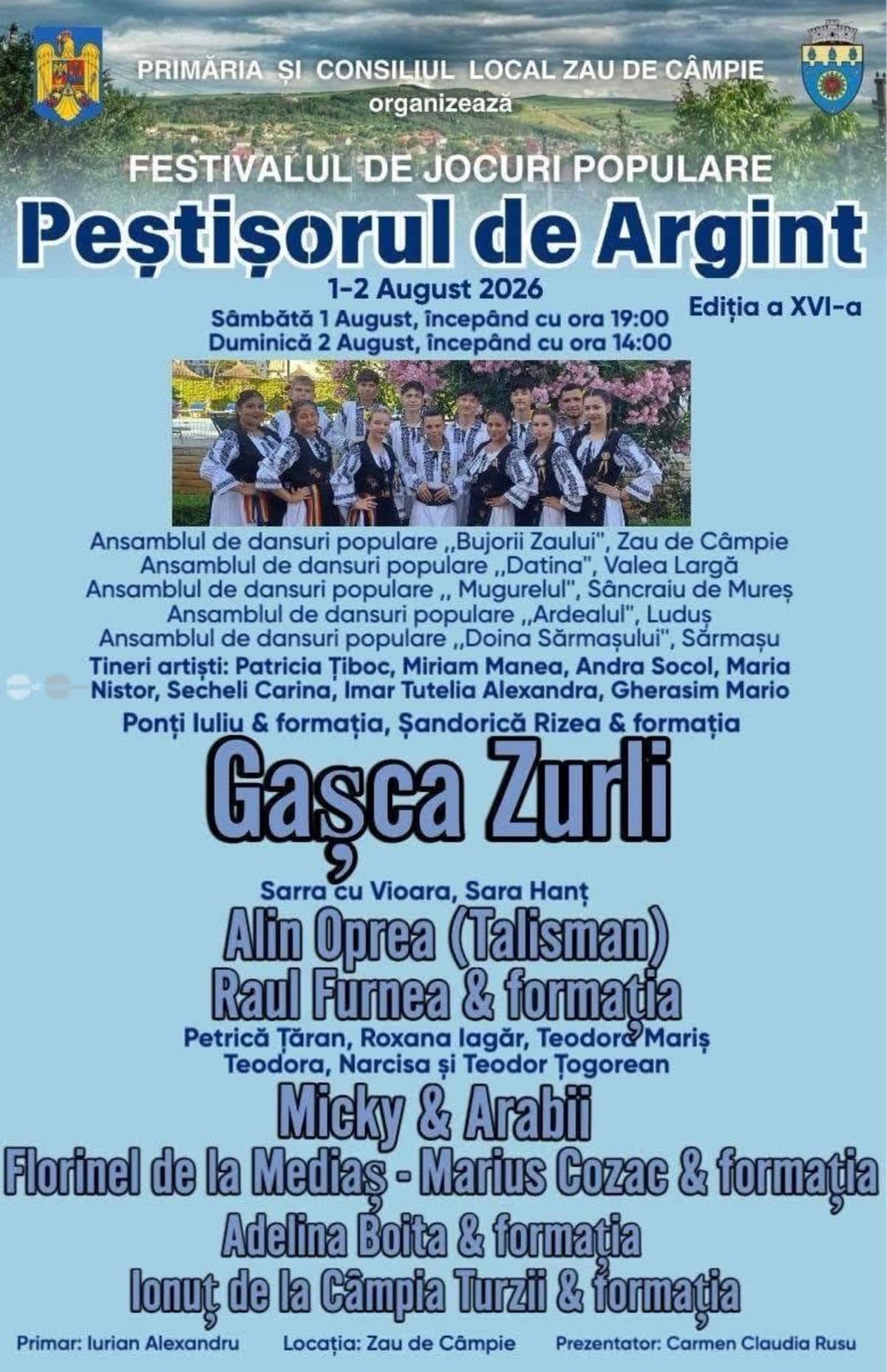 Spectacol folcloric în aer liber la Zau de Câmpie Spectacol folcloric în aer liber la Zau de Câmpie