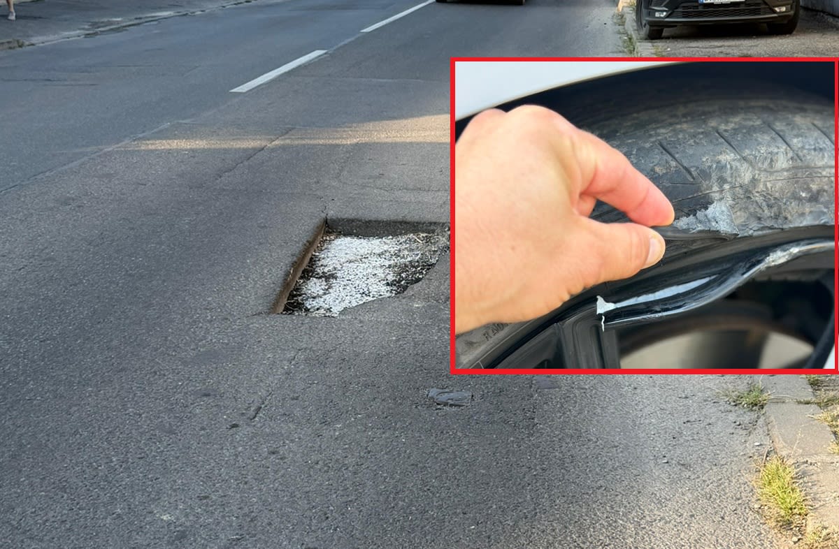 Groapă pe strada Văleni din Ploiești