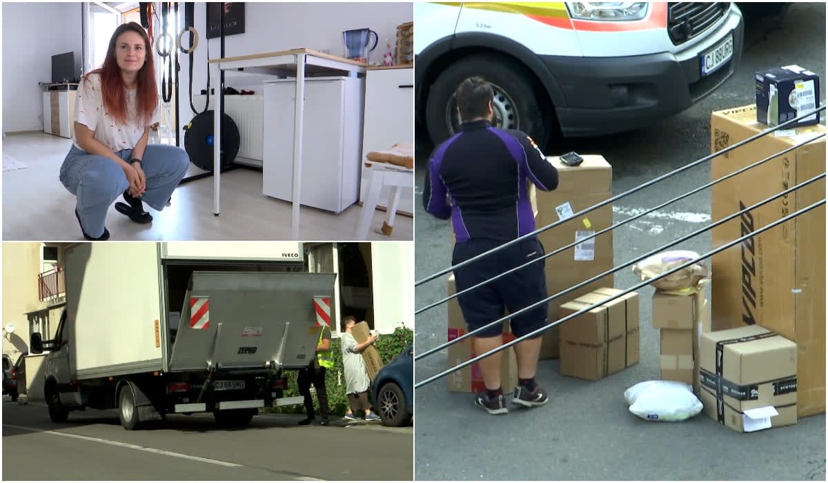 curier lăsând colet în fața blocului curier lăsând colet în fața blocului