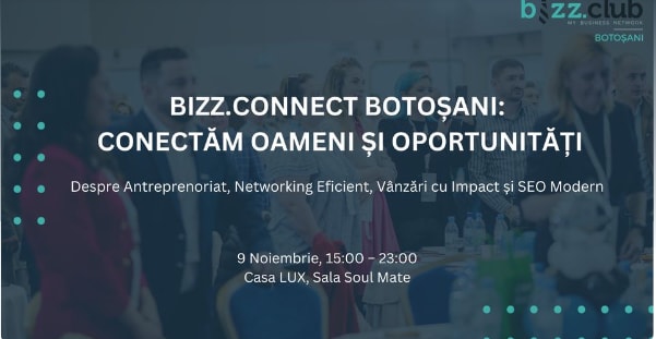 Botoșani devine hub antreprenorial – Nu rata BIZZ.CONNECT Botoșani – Conectăm oameni și oportunități. Botoșani devine hub antreprenorial – Nu rata BIZZ.CONNECT Botoșani – Conectăm oameni și oportunități.