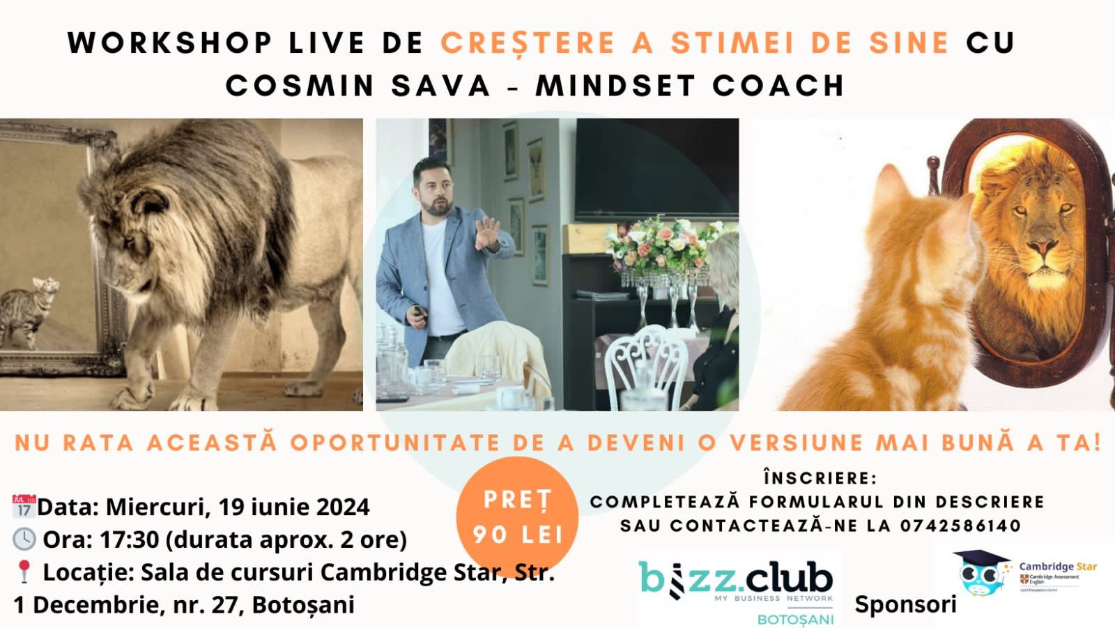 𝐈𝐧𝐯𝐢𝐭𝐚𝐭̦𝐢𝐞 𝐥𝐚 𝐖𝐨𝐫𝐤𝐬𝐡𝐨𝐩-𝐮𝐥 𝐝𝐞 𝐂𝐫𝐞𝐬̦𝐭𝐞𝐫𝐞 𝐚 𝐒𝐭𝐢𝐦𝐞𝐢 𝐝𝐞 𝐒𝐈𝐍𝐄 sustinut de Cosmin Sava - Trainer, Coach & Speaker