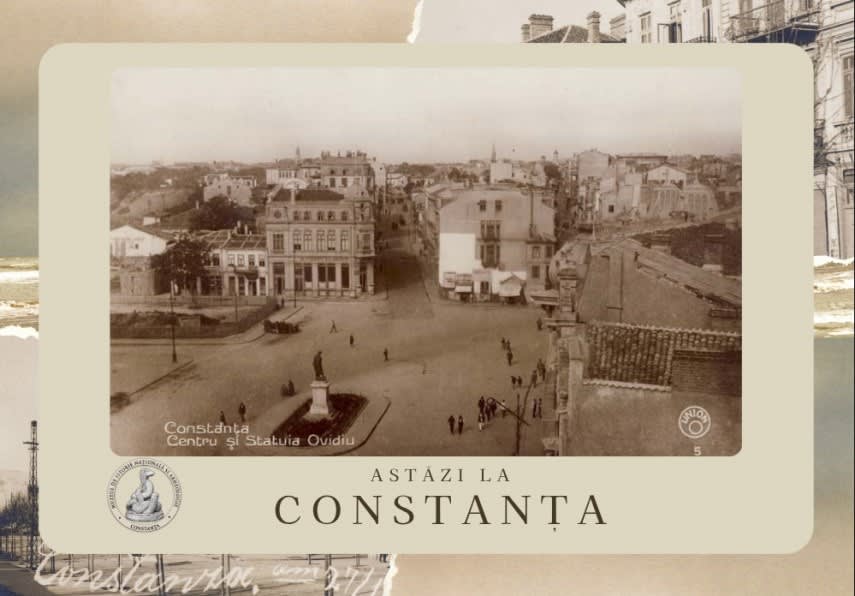 Imagine cu strada din Constanța interbelică, cu noroi și florile de primăvară