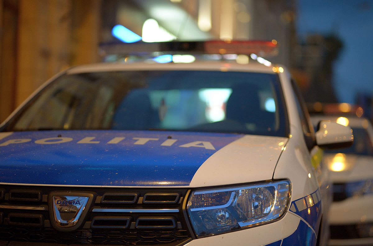 Polițiști hunedoreni imobilizând un suspect în trafic