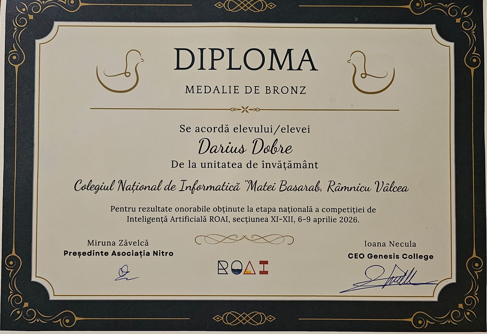 Darius Dobre aplică o teoremă cu rezultat garantat – medalii la ROAI și ONIA