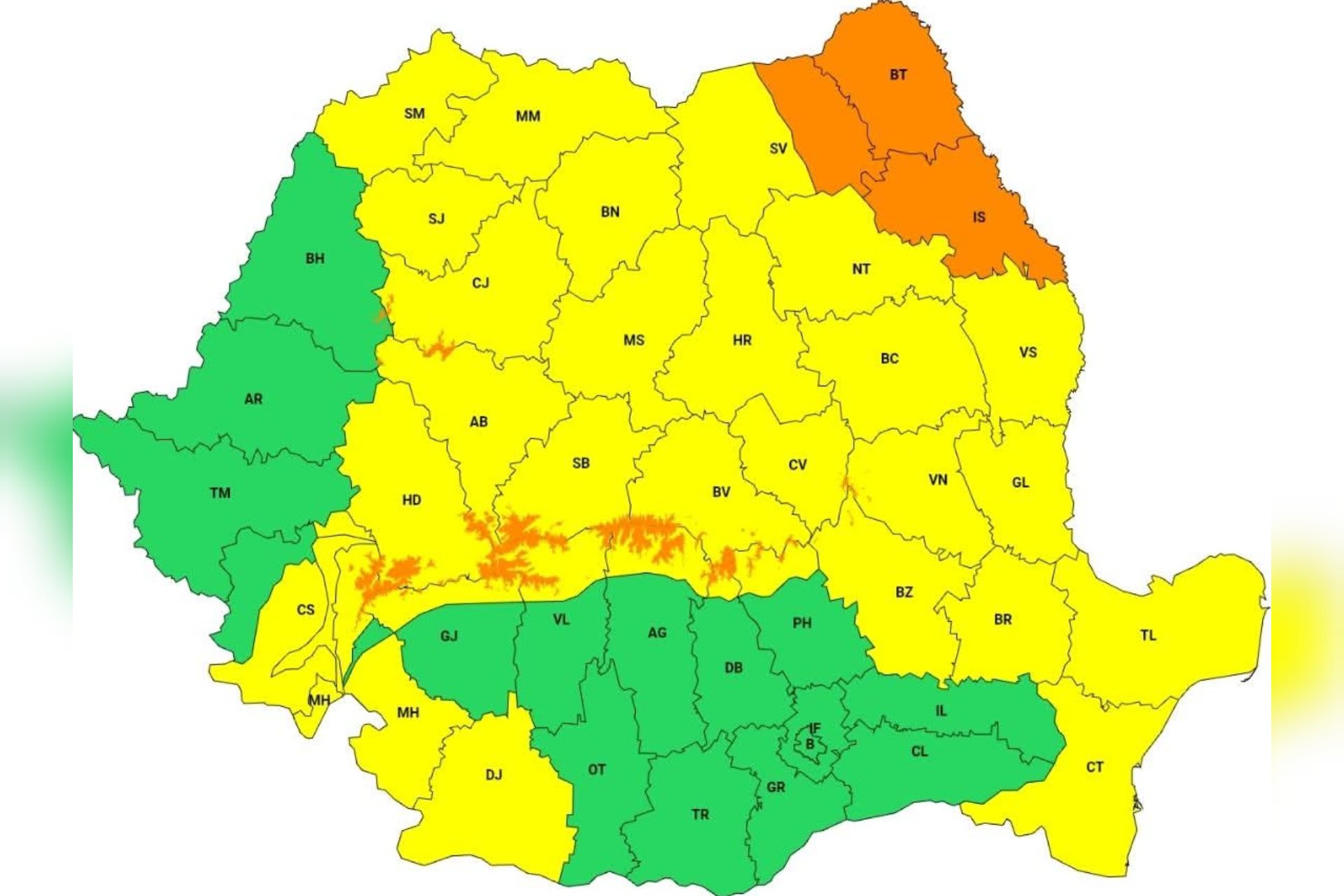 COD PORTOCALIU de vânt în Vâlcea: autoritățile avertizează asupra pericolului