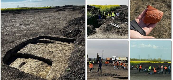 Echipe de arheologi în acțiune pe șantierul din Timișoara, descoperind vestigii arheologice
