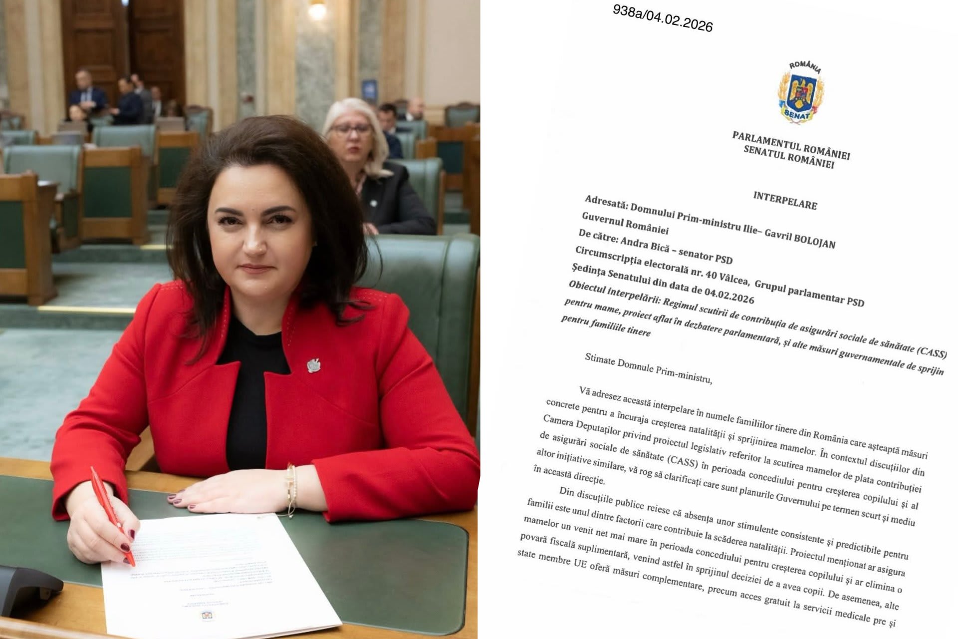 Senatoarea Andra Bica critică decizia guvernamentală de a refuza scutirea de CASS pentru mamele în concediu de creștere a copilului