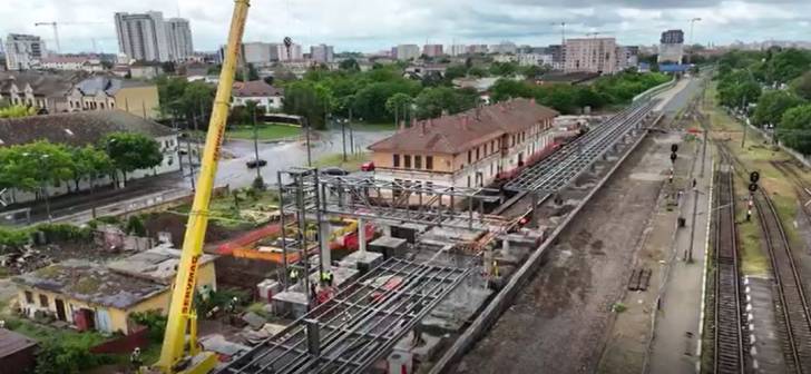 Pasarelă pietonală nouă în construcție la Gara de Est Timișoara