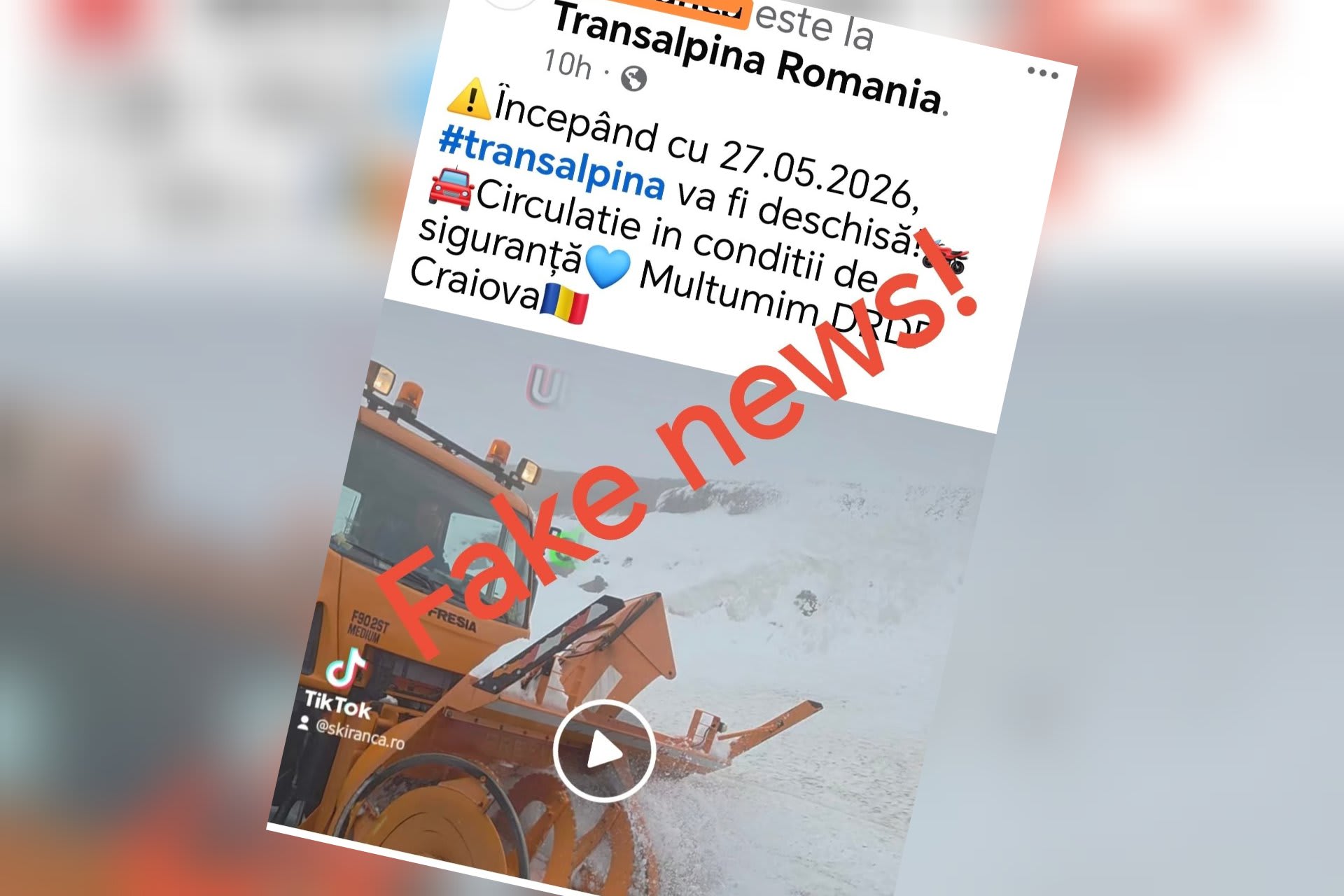 Transalpina rămâne închisă: autoritățile avertizează asupra informațiilor false privind redeschiderea DN67C