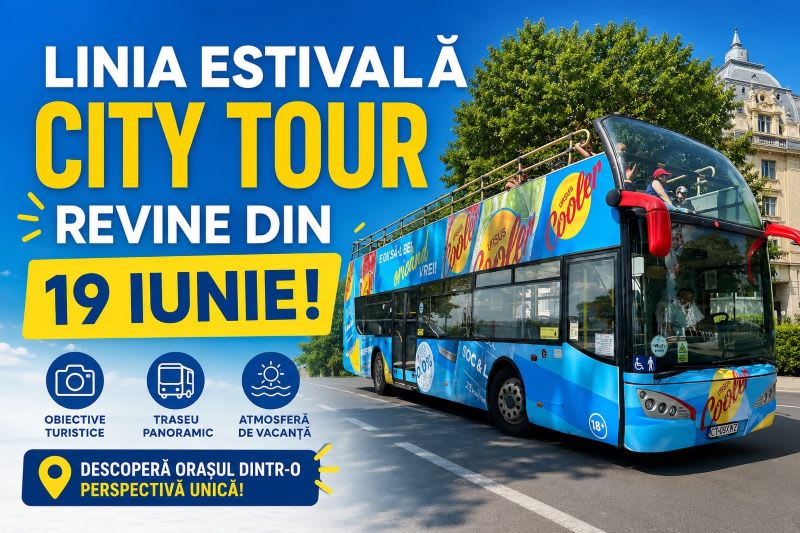 Autobuz double decker descoperit în Constanța, tur de oraș