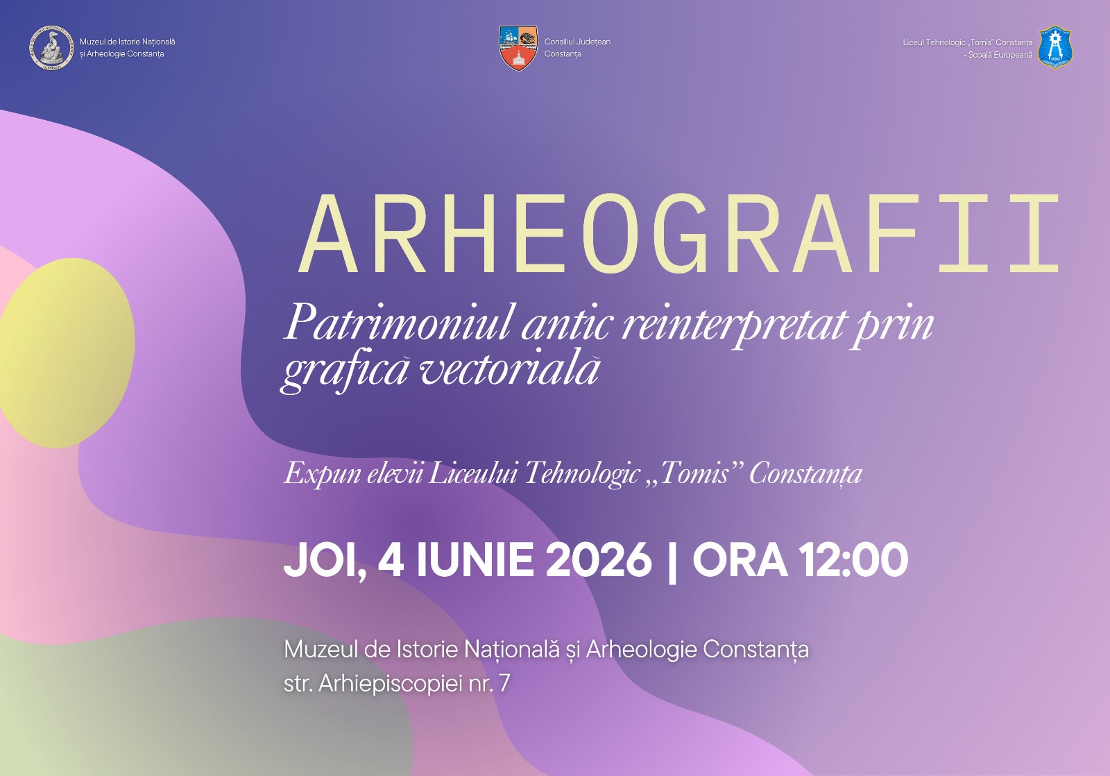 Elevi din Constanța prezentând lucrări de patrimoniu în cadrul expoziției