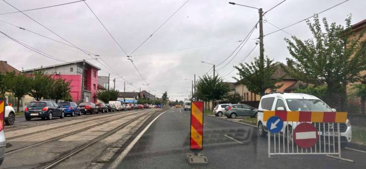 Trafic deviat pe bulevardul Liviu Rebreanu din Timișoara, șantier în desfășurare