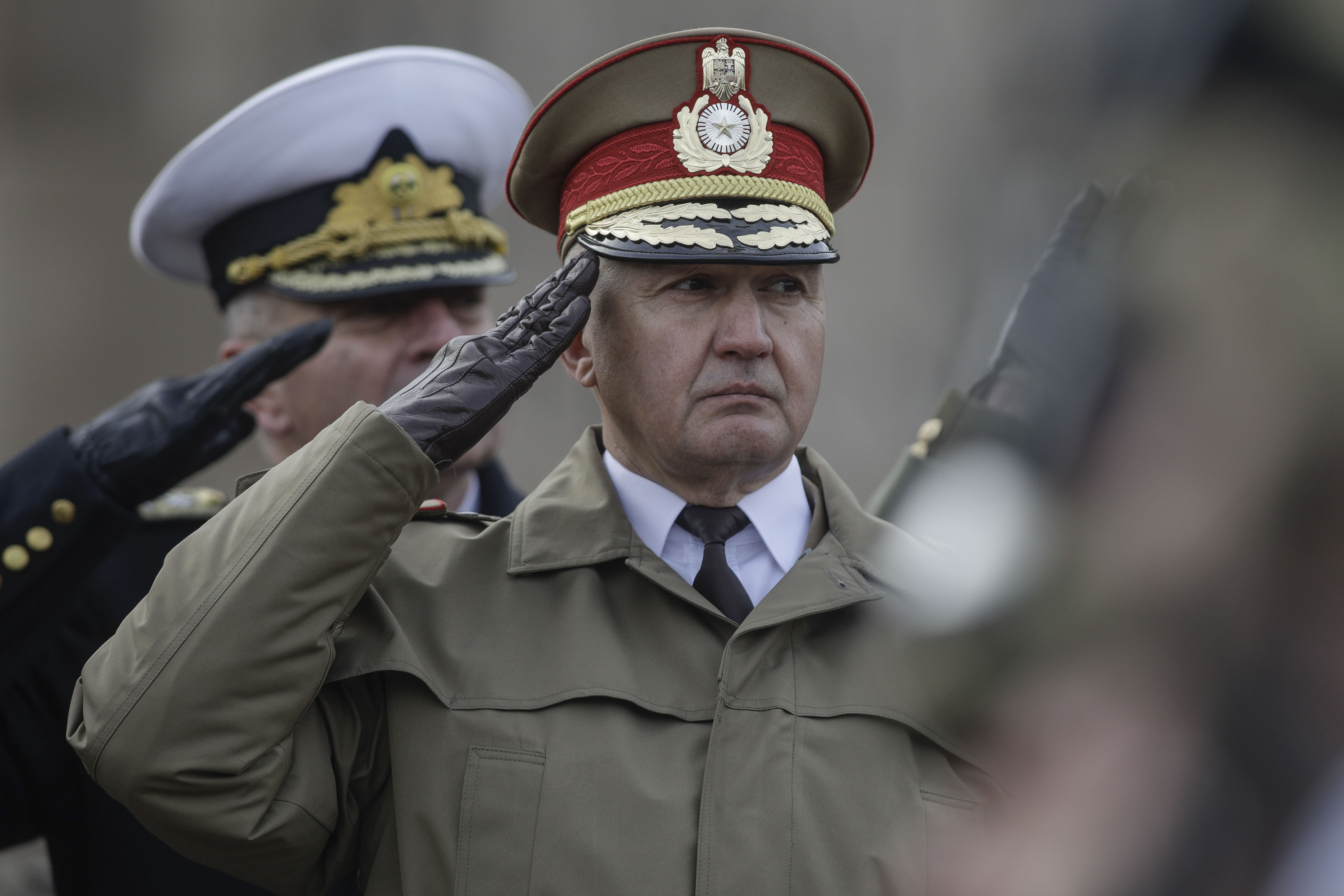 General Gheorghiță Vlad în uniformă militară, declarație publică General Gheorghiță Vlad în uniformă militară, declarație publică