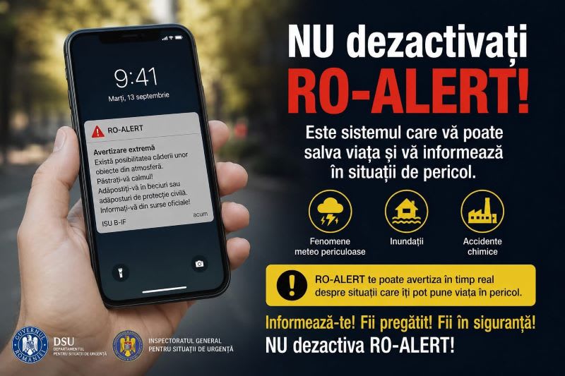 Echipament de avertizare Ro-Alert pe telefon mobil