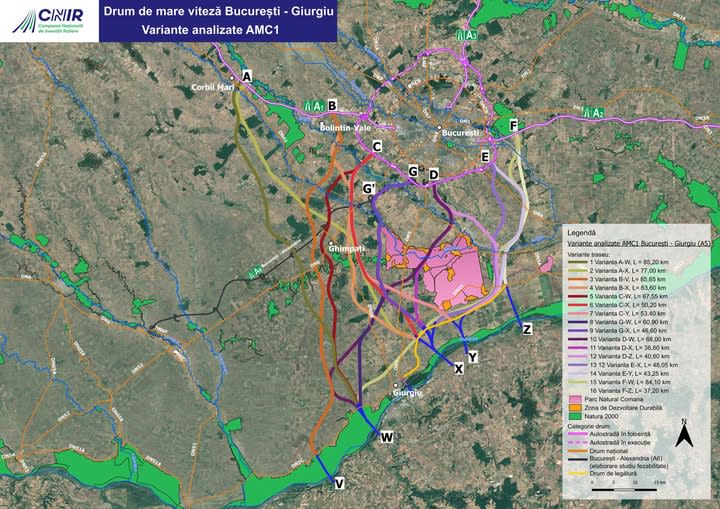 Traseu drum de mare viteză Giurgiu București în analiză Traseu drum de mare viteză Giurgiu București în analiză