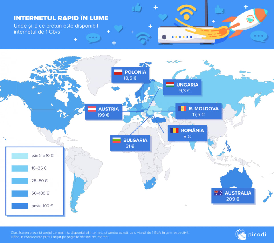 Tarife internet în Europa, grafice și hărți Tarife internet în Europa, grafice și hărți