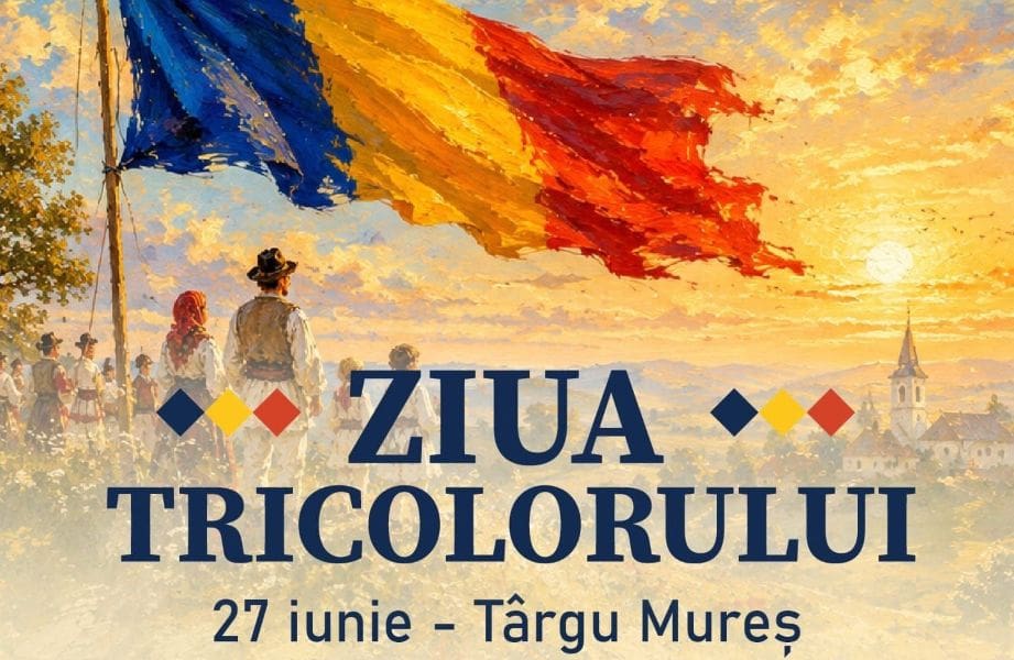 Participanți în marș cu drapele tricolore la Târgu Mureș Participanți în marș cu drapele tricolore la Târgu Mureș